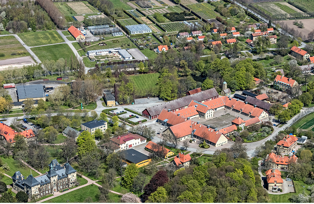 Flygfoto över Campus Alnarp. 