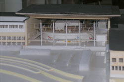 Modell över Lindellhallens framtida utseende